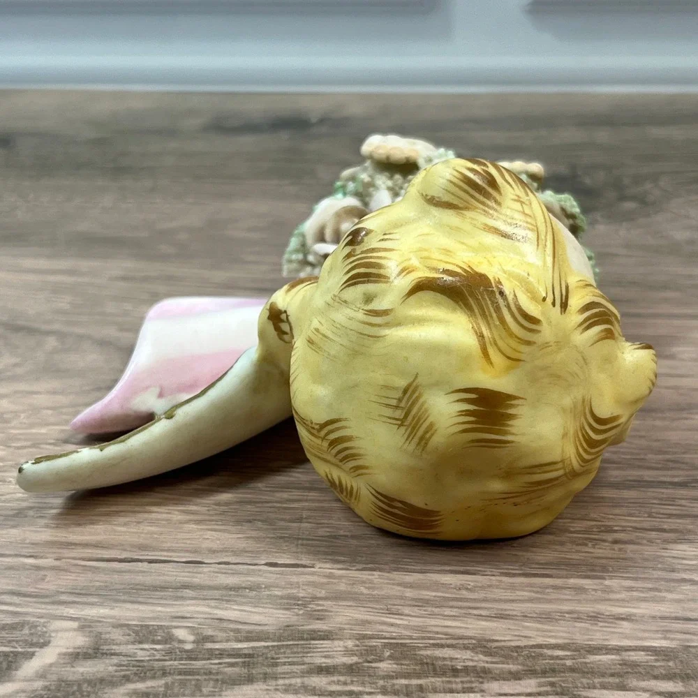 Norcrest Angel Wall Pocket Figurine Pink Blonde Roses Japan Vintage 1950s